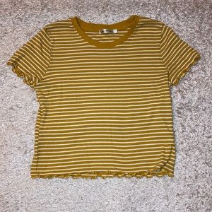 Golden Yellow Striped Crop Top